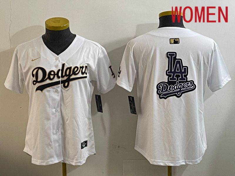 Women Los Angeles Dodgers Blank White Game 2024 Nike MLB Jersey style 12057->women mlb jersey->Women Jersey